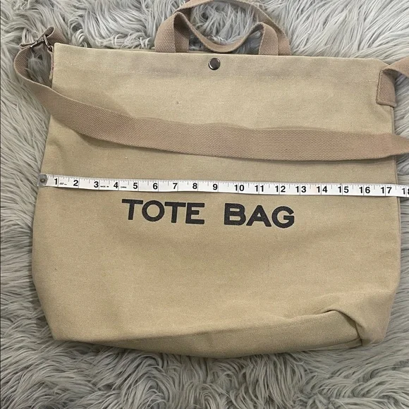 Beige Canvas Tote Bag - Picture 3 of 6